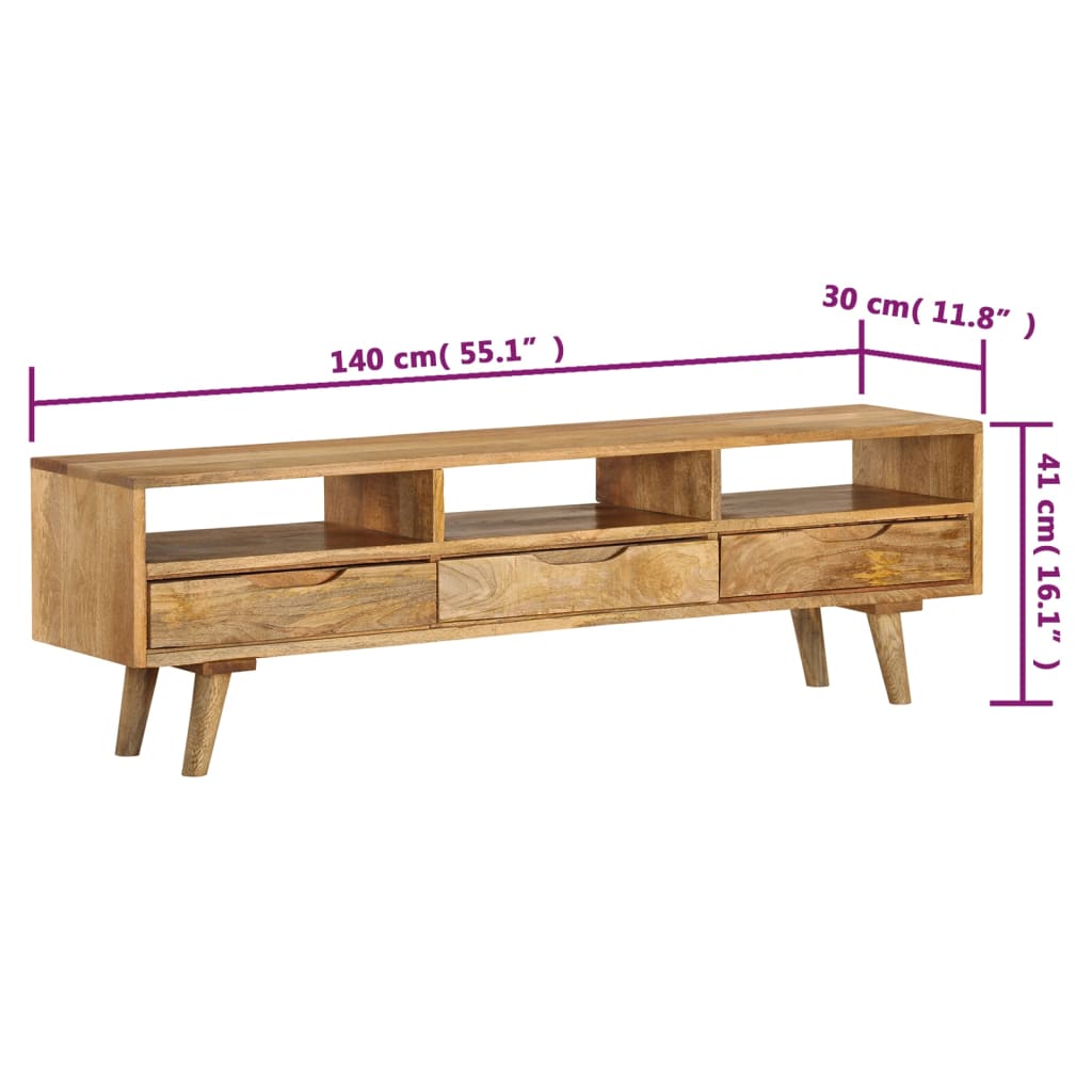 Έπιπλο Τηλεόρασης 140 x 30 x 41 εκ. από Μασίφ Ξύλο Μάνγκο - Pakobazaar