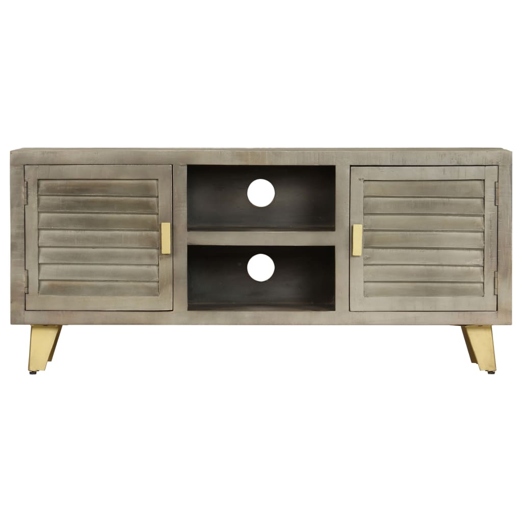 Έπιπλο Τηλεόρασης Γκρι Με Ορείχαλκο 110x30x48 εκ. Μασίφ Μάνγκο - PAKOBAZAAR