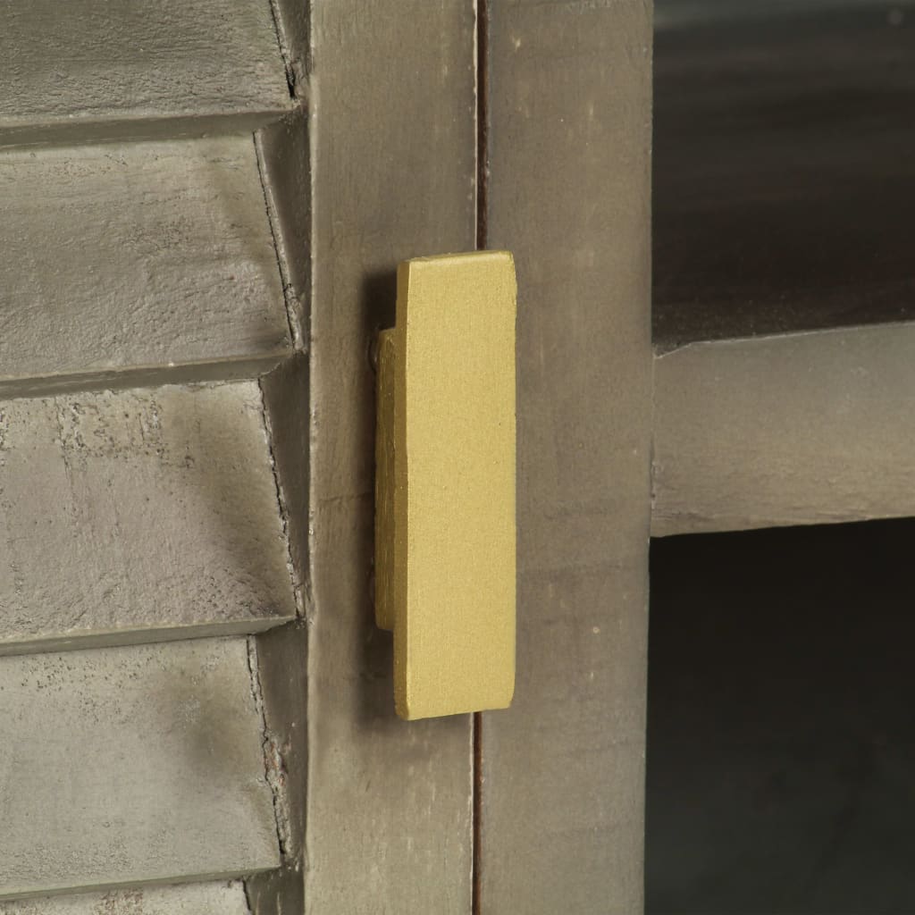 Έπιπλο Τηλεόρασης Γκρι Με Ορείχαλκο 110x30x48 εκ. Μασίφ Μάνγκο - PAKOBAZAAR