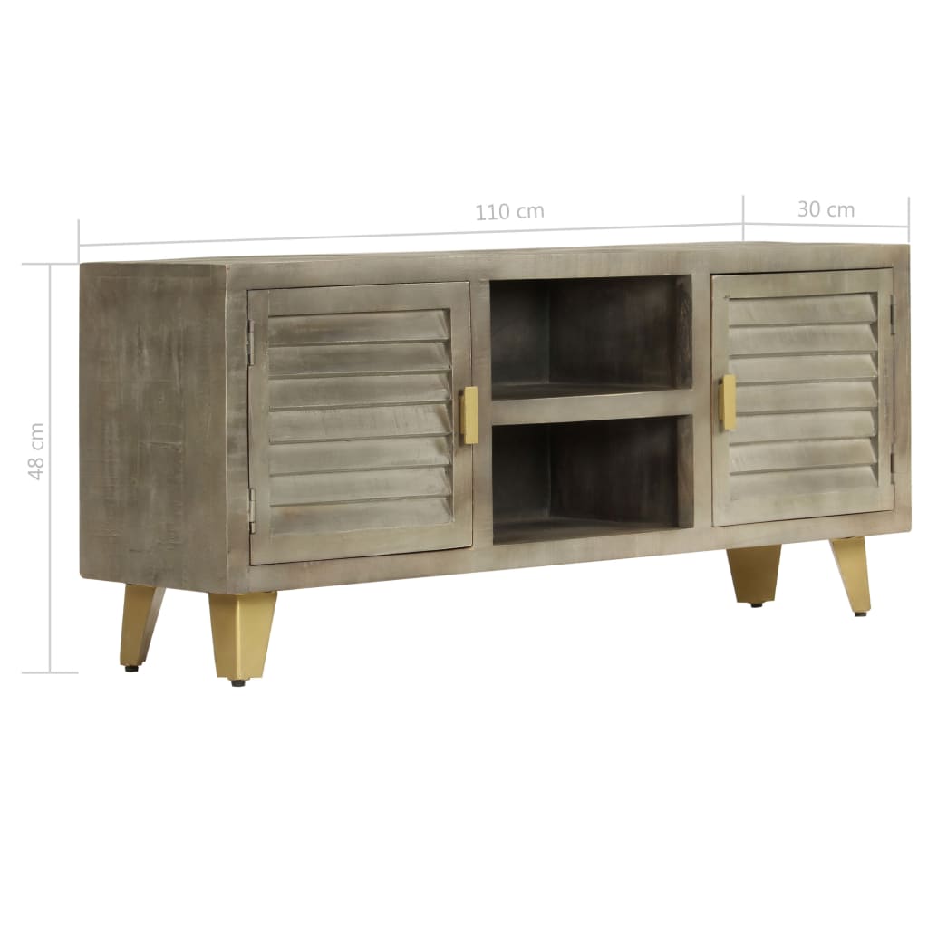 Έπιπλο Τηλεόρασης Γκρι Με Ορείχαλκο 110x30x48 εκ. Μασίφ Μάνγκο - PAKOBAZAAR