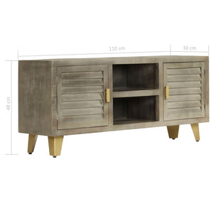 Έπιπλο Τηλεόρασης Γκρι Με Ορείχαλκο 110x30x48 εκ. Μασίφ Μάνγκο - PAKOBAZAAR