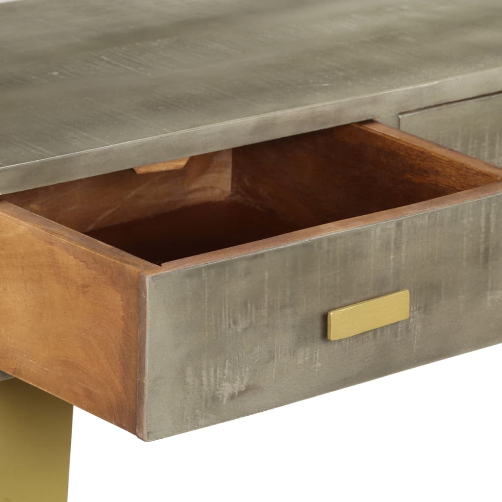 Τραπέζι Κονσόλα Γκρι / Μπρονζέ 110x35x76 εκ. Μασίφ Ξύλο Μάνγκο - PAKOBAZAAR