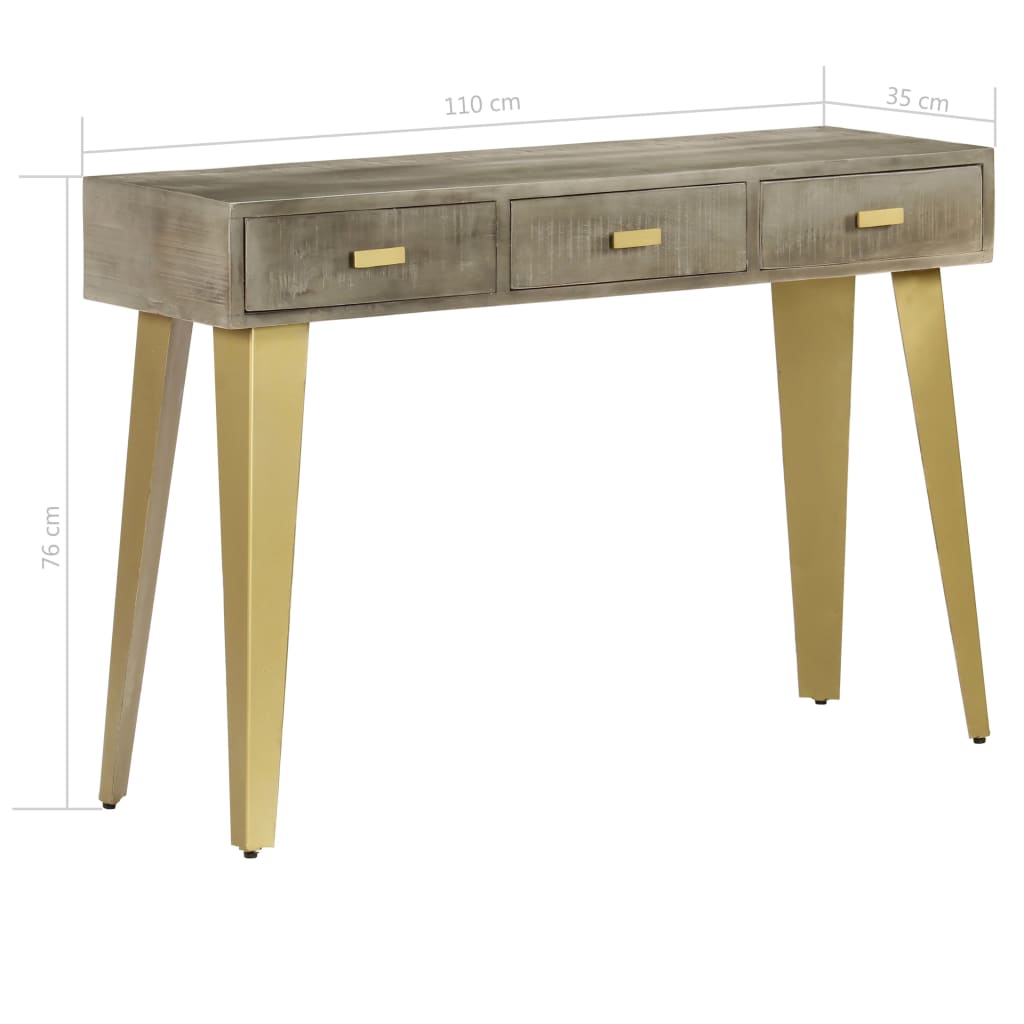 Τραπέζι Κονσόλα Γκρι / Μπρονζέ 110x35x76 εκ. Μασίφ Ξύλο Μάνγκο - PAKOBAZAAR