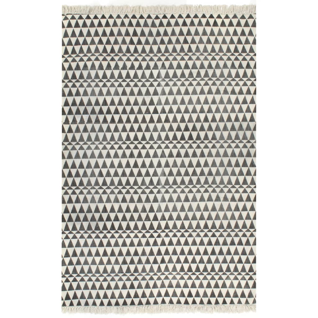 Κιλίμι με Σχέδια Μαύρο / Λευκό 120 x 180 εκ. Βαμβακερό