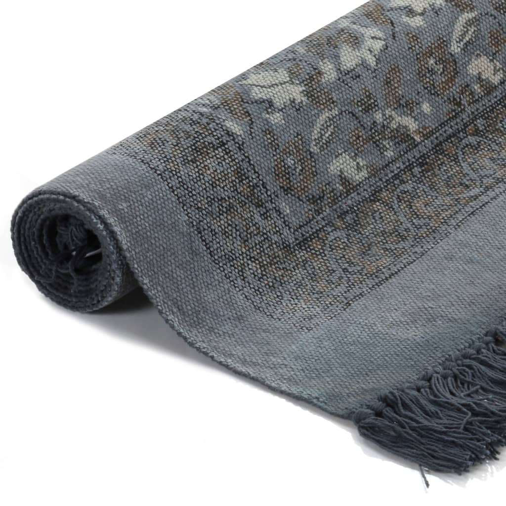 Κιλίμι με Σχέδια Γκρι 160 x 230 εκ. Βαμβακερό - Pakobazaar
