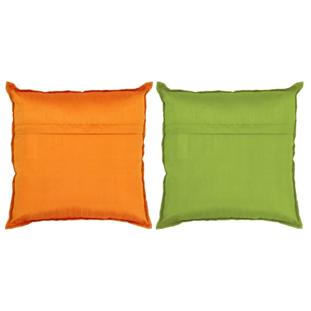 Μαξιλάρια Patchwork Χειροπ. 2 τεμ. 45x45 εκ. Πορτοκαλί/Πράσινο