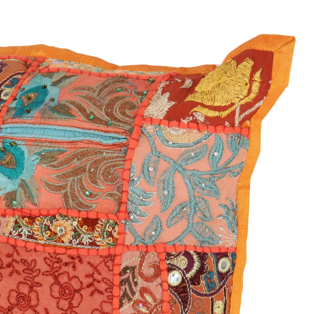 Μαξιλάρια Patchwork Χειροπ. 2 τεμ. 45x45 εκ. Πορτοκαλί/Πράσινο