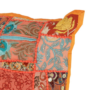 Μαξιλάρια Patchwork Χειροπ. 2 τεμ. 45x45 εκ. Πορτοκαλί/Πράσινο