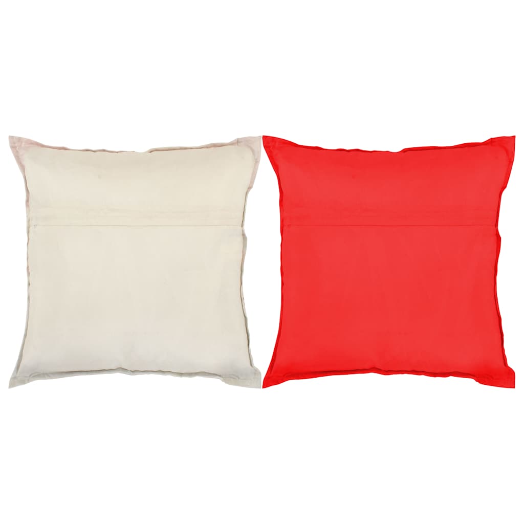 Μαξιλάρια Patchwork Χειροποίητα 2 τεμ. Κόκκινο/Μπεζ 45x45 εκ.