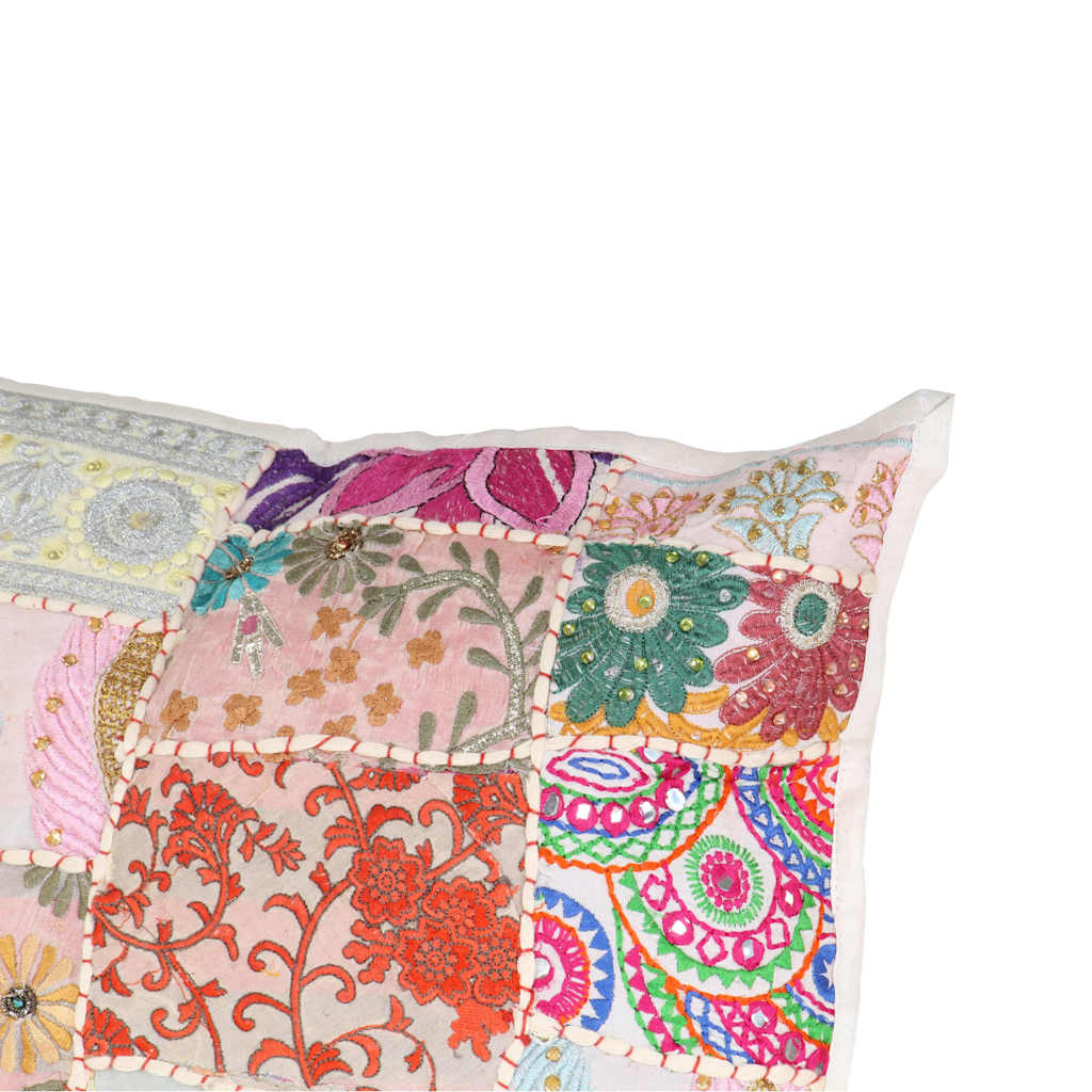 Μαξιλάρια Patchwork Χειροποίητα 2 τεμ. Κόκκινο/Μπεζ 45x45 εκ.