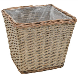 Γλάστρες Υπερυψωμένες 3 τεμ. Wicker με Επένδυση Πολυαιθυλενίου - PAKOBAZAAR