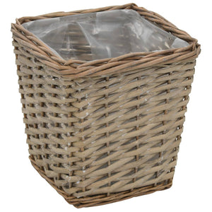 Γλάστρες Υπερυψωμένες 3 τεμ. Wicker με Επένδυση Πολυαιθυλενίου - PAKOBAZAAR