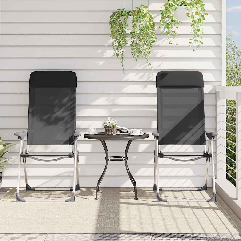 Καρέκλες Camping Πτυσσόμενες 2 τεμ. Μαύρες από Αλουμίνιο