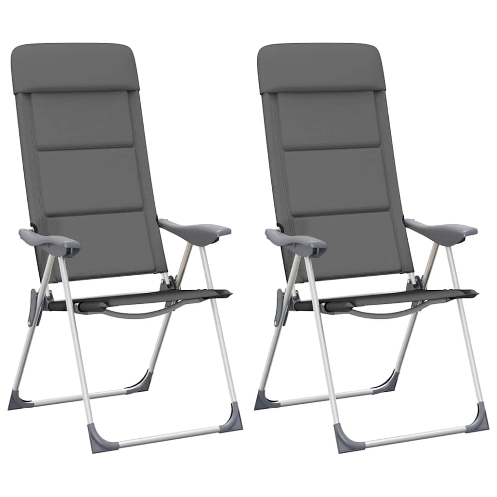 Καρέκλες Camping 2 τεμ. Γκρι 58 x 69 x 111 εκ. από Αλουμίνιο - Pakobazaar