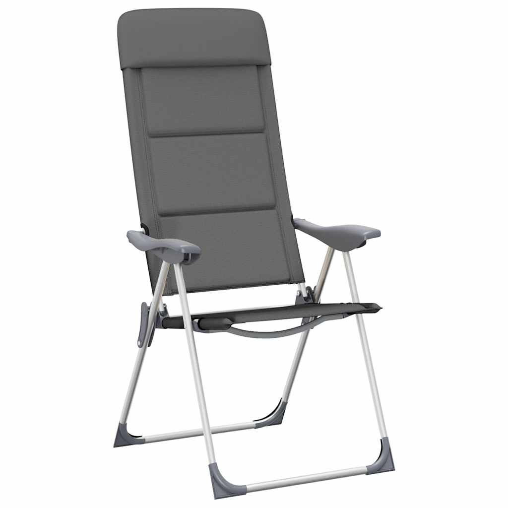 Καρέκλες Camping 2 τεμ. Γκρι 58 x 69 x 111 εκ. από Αλουμίνιο - Pakobazaar
