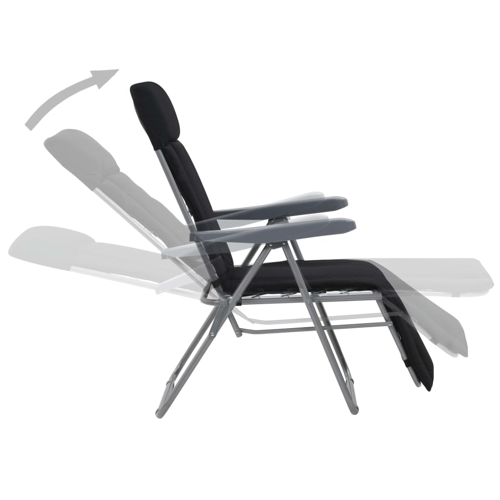 Καρέκλες Κήπου Πτυσσόμενες 2 τεμ. Μαύρες με Μαξιλάρια - Pakobazaar