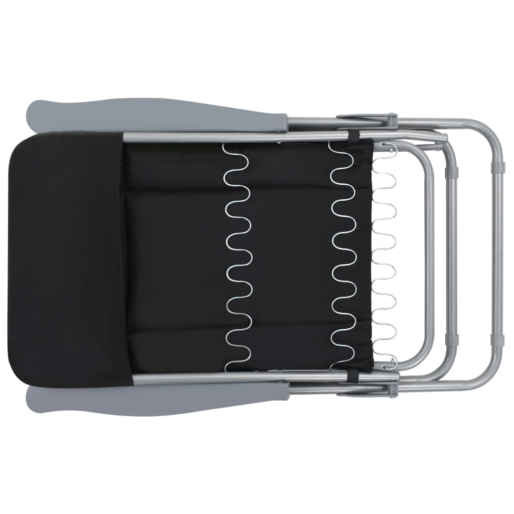 Καρέκλες Κήπου Πτυσσόμενες 2 τεμ. Μαύρες με Μαξιλάρια - Pakobazaar