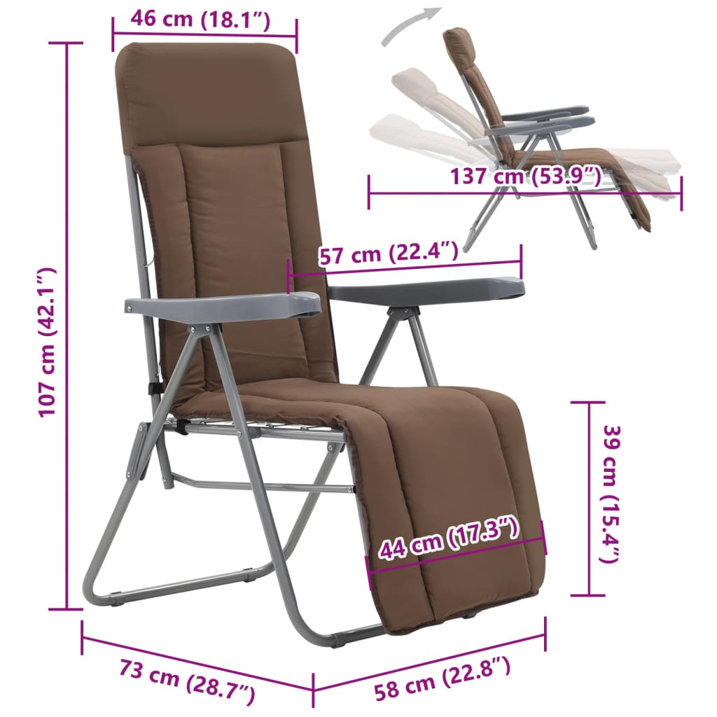 Καρέκλες Κήπου Πτυσσόμενες 2 τεμ. Καφέ με Μαξιλάρια - Pakobazaar