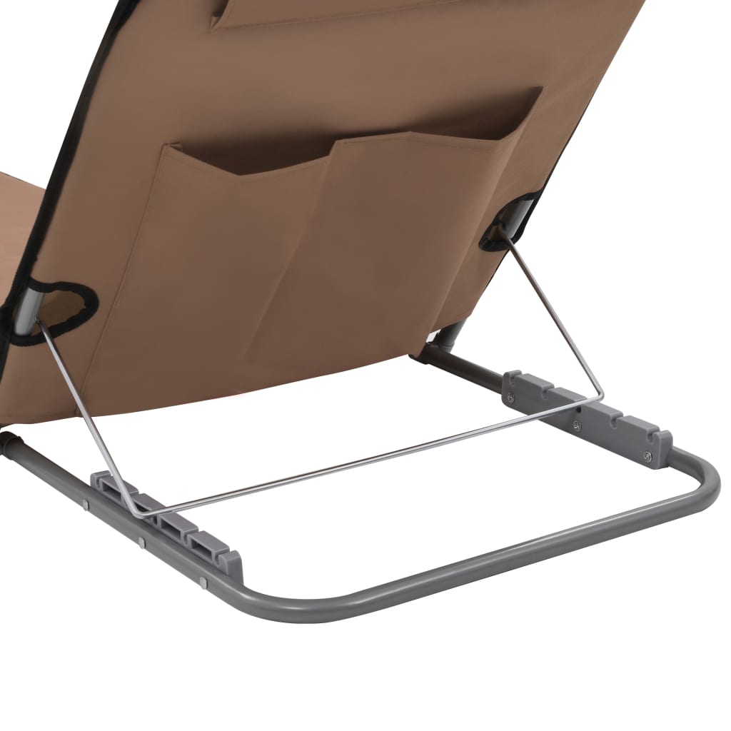 Στρώματα - Ξαπλώστρες Πτυσσόμενα 2 τεμ. Καφέ από Ατσάλι/Ύφασμα - Pakobazaar