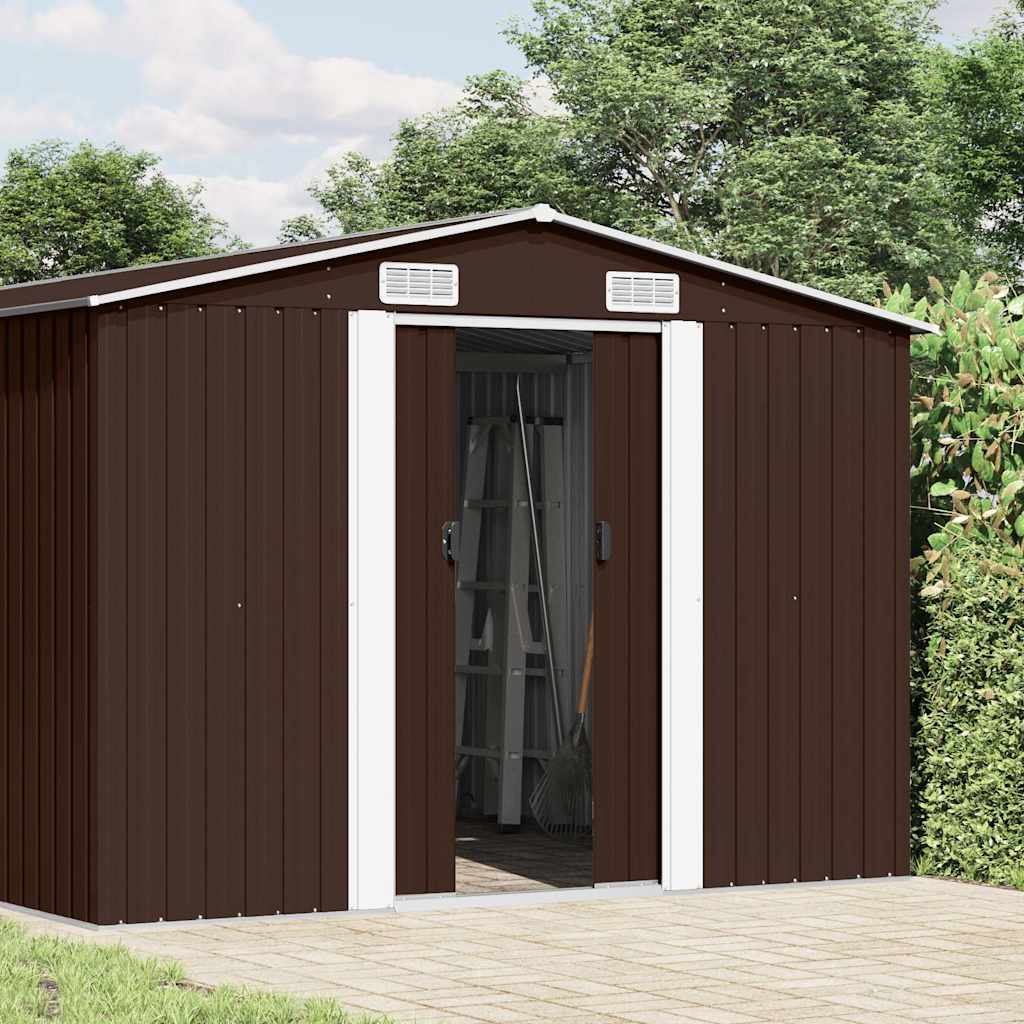 Αποθήκη Κήπου Καφέ 257 x 489 x 181 εκ. από Μέταλλο - PAKOBAZAAR