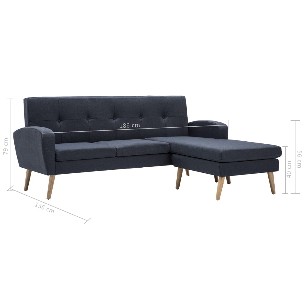 Καναπές Γωνιακός Σκούρο Γκρι 186 x 136 x 79 εκ. Υφασμάτινος - Pakobazaar