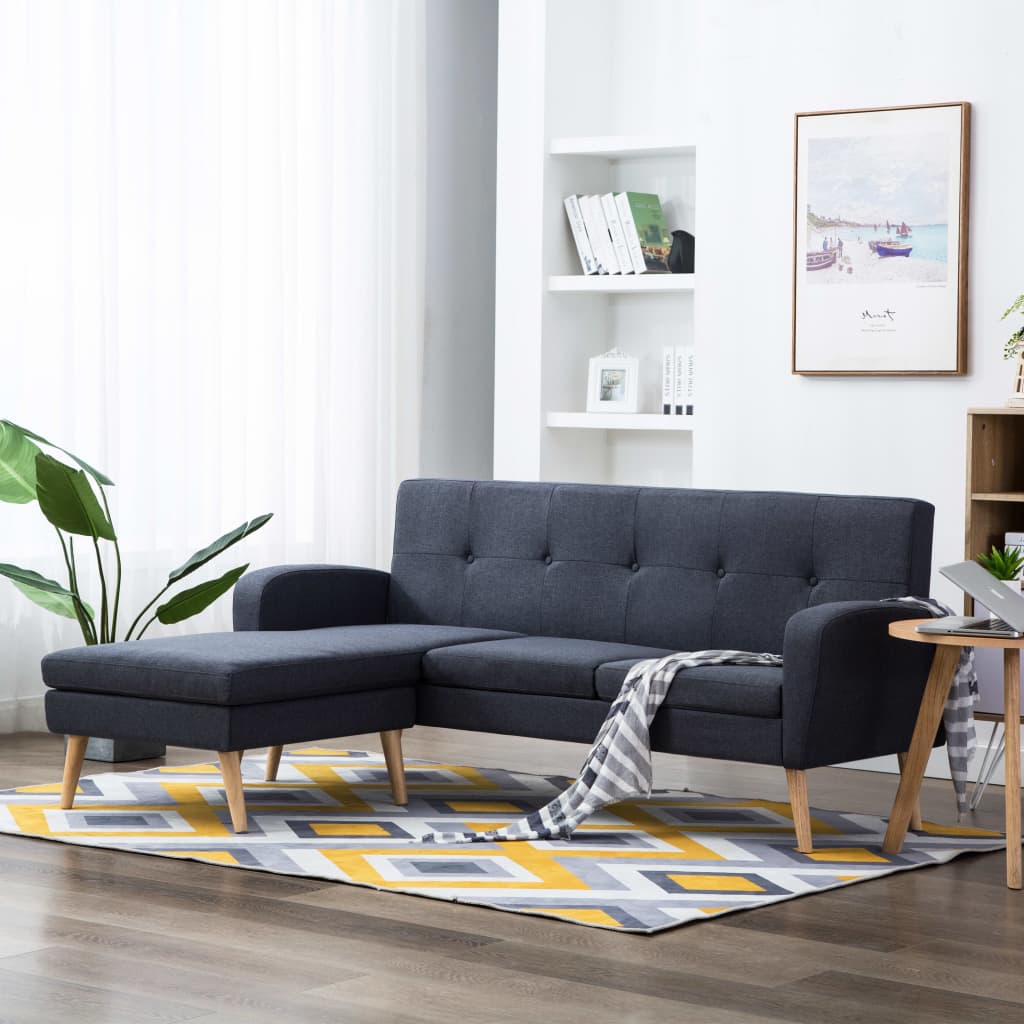 Καναπές Γωνιακός Σκούρο Γκρι 186 x 136 x 79 εκ. Υφασμάτινος - Pakobazaar