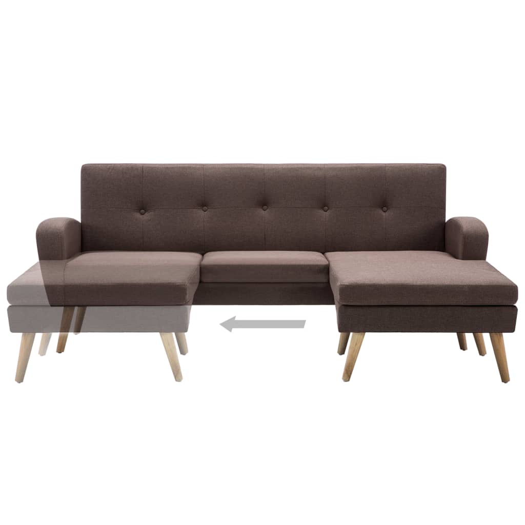 Καναπές Γωνιακός Καφέ 186 x 136 x 79 εκ. Υφασμάτινος - Pakobazaar