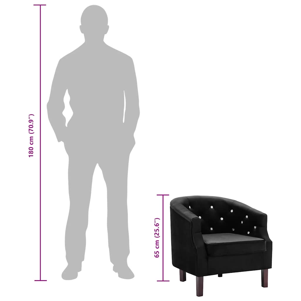 Πολυθρόνα Μαύρη Βελούδινη - PAKOBAZAAR