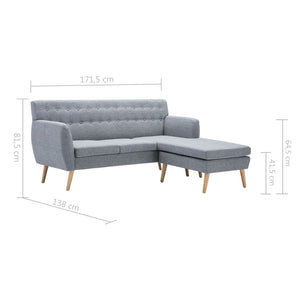 Καναπές Γωνιακός Ανοιχτό Γκρι 171,5x138x81,5 εκ. Υφασμάτινος - PAKOBAZAAR