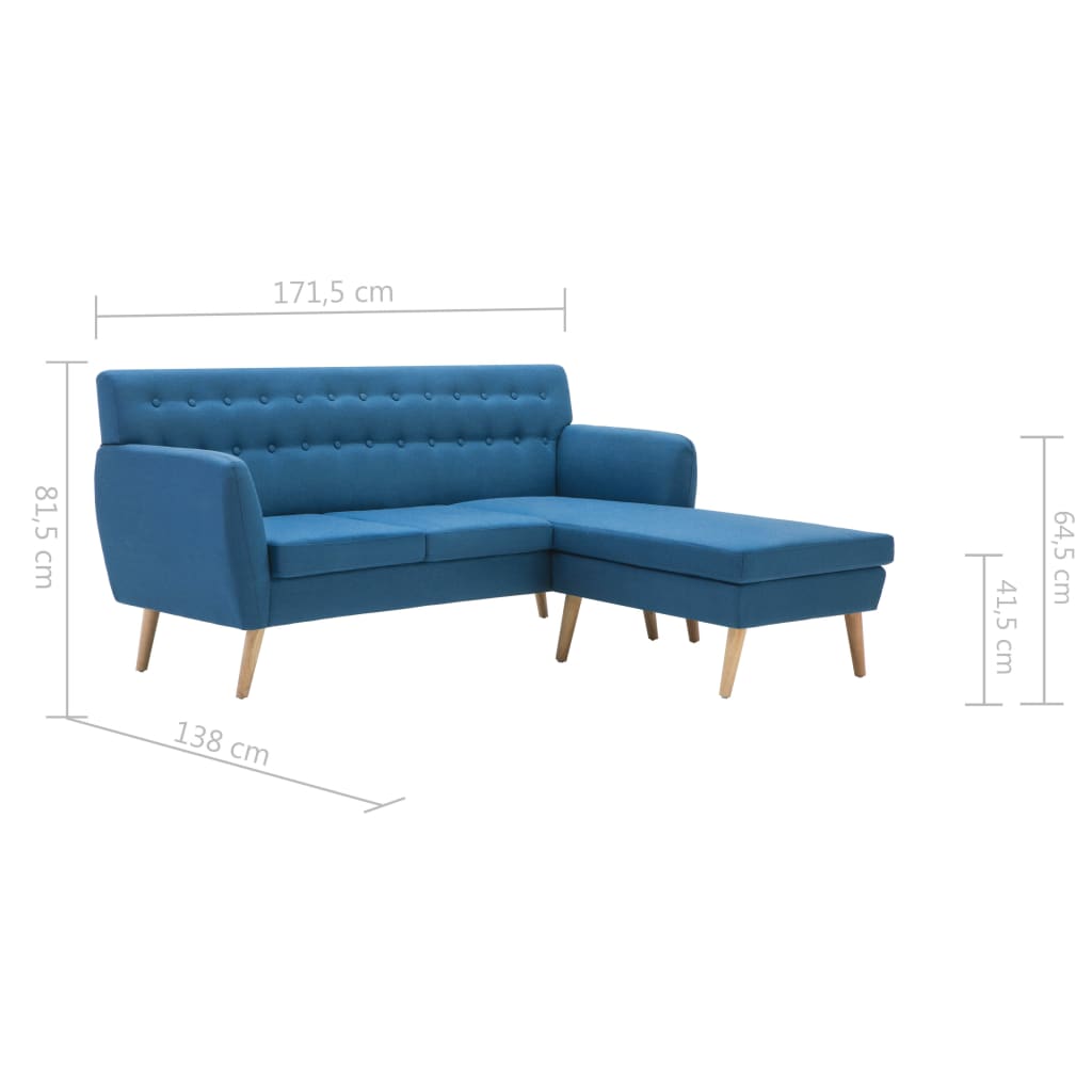 Καναπές Γωνιακός Μπλε 171,5 x 138 x 81,5 εκ. Υφασμάτινος