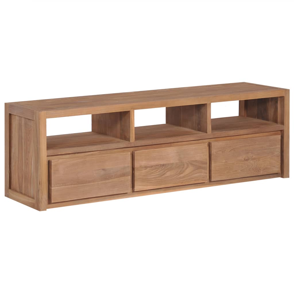 Έπιπλο Τηλεόρασης 120x30x40 εκ Μασίφ Ξύλο Teak/Φυσικό Φινίρισμα - PAKOBAZAAR