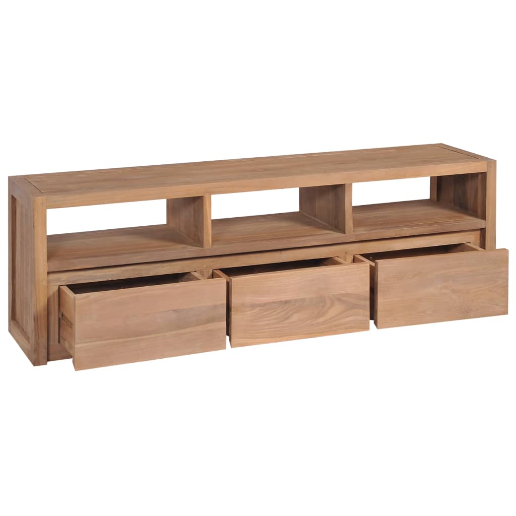 Έπιπλο Τηλεόρασης 120x30x40 εκ Μασίφ Ξύλο Teak/Φυσικό Φινίρισμα - PAKOBAZAAR