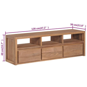 Έπιπλο Τηλεόρασης 120x30x40 εκ Μασίφ Ξύλο Teak/Φυσικό Φινίρισμα - PAKOBAZAAR