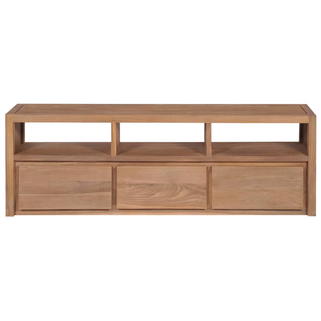 Έπιπλο Τηλεόρασης 120x30x40 εκ Μασίφ Ξύλο Teak/Φυσικό Φινίρισμα - PAKOBAZAAR