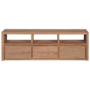 Έπιπλο Τηλεόρασης 120x30x40 εκ Μασίφ Ξύλο Teak/Φυσικό Φινίρισμα - PAKOBAZAAR
