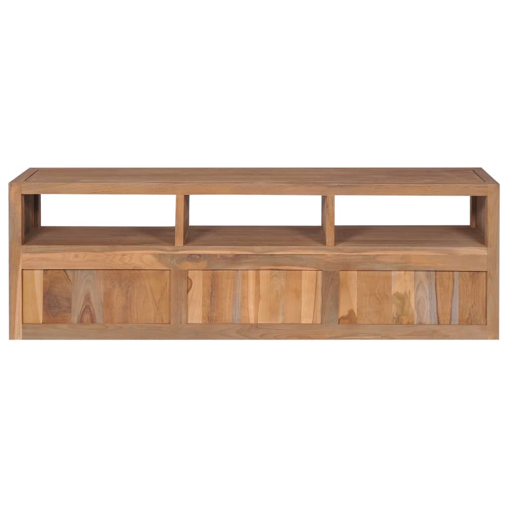 Έπιπλο Τηλεόρασης 120x30x40 εκ Μασίφ Ξύλο Teak/Φυσικό Φινίρισμα - PAKOBAZAAR