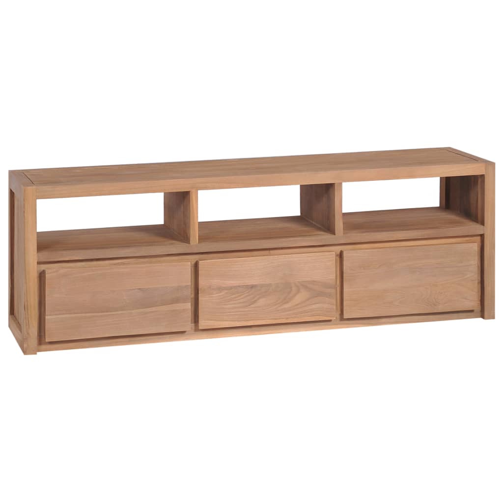 Έπιπλο Τηλεόρασης 120x30x40 εκ Μασίφ Ξύλο Teak/Φυσικό Φινίρισμα - PAKOBAZAAR