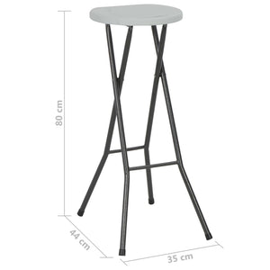 Σκαμπό Μπαρ Πτυσσόμενα 2 τεμ. Λευκά από HDPE / Ατσάλι - Pakobazaar