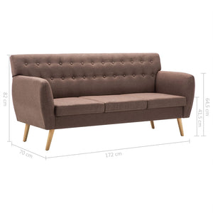 Καναπές Τριθέσιος Καφέ 172x70x82 εκ. Υφασμάτινη Ταπετσαρία - Pakobazaar