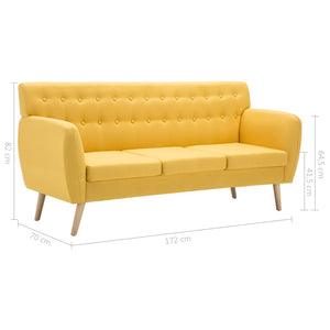 Καναπές Τριθέσιος Κίτρινος 172x70x82 εκ. Υφασμάτινη Ταπετσαρία - PAKOBAZAAR