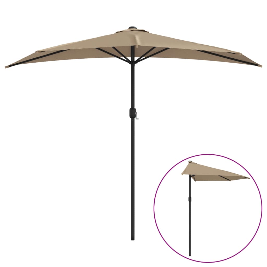 Ομπρέλα Βεράντας Ημικυκλική Χρώμα Taupe 270x144 εκ Ιστός Αλουμ. - Pakobazaar