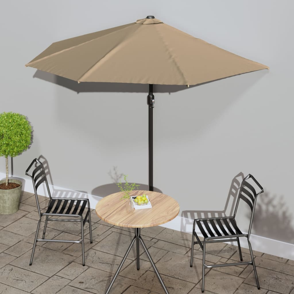 Ομπρέλα Βεράντας Ημικυκλική Χρώμα Taupe 270x144 εκ Ιστός Αλουμ. - Pakobazaar