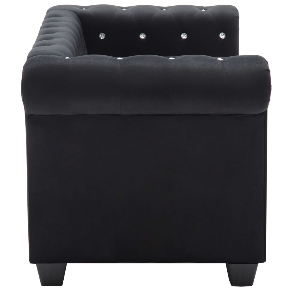 Καναπές Διθέσιος Chesterfield Μαύρος 146 x 75 x 72 εκ. Βελούδο - Pakobazaar