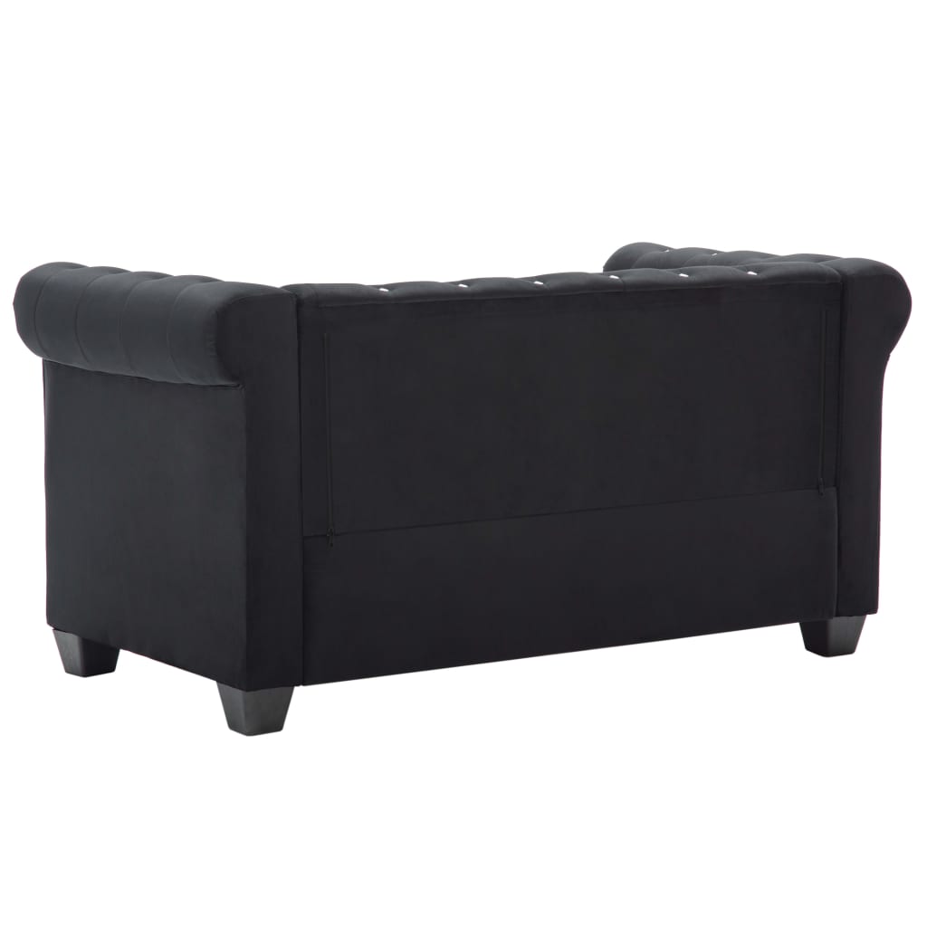 Καναπές Διθέσιος Chesterfield Μαύρος 146 x 75 x 72 εκ. Βελούδο - Pakobazaar