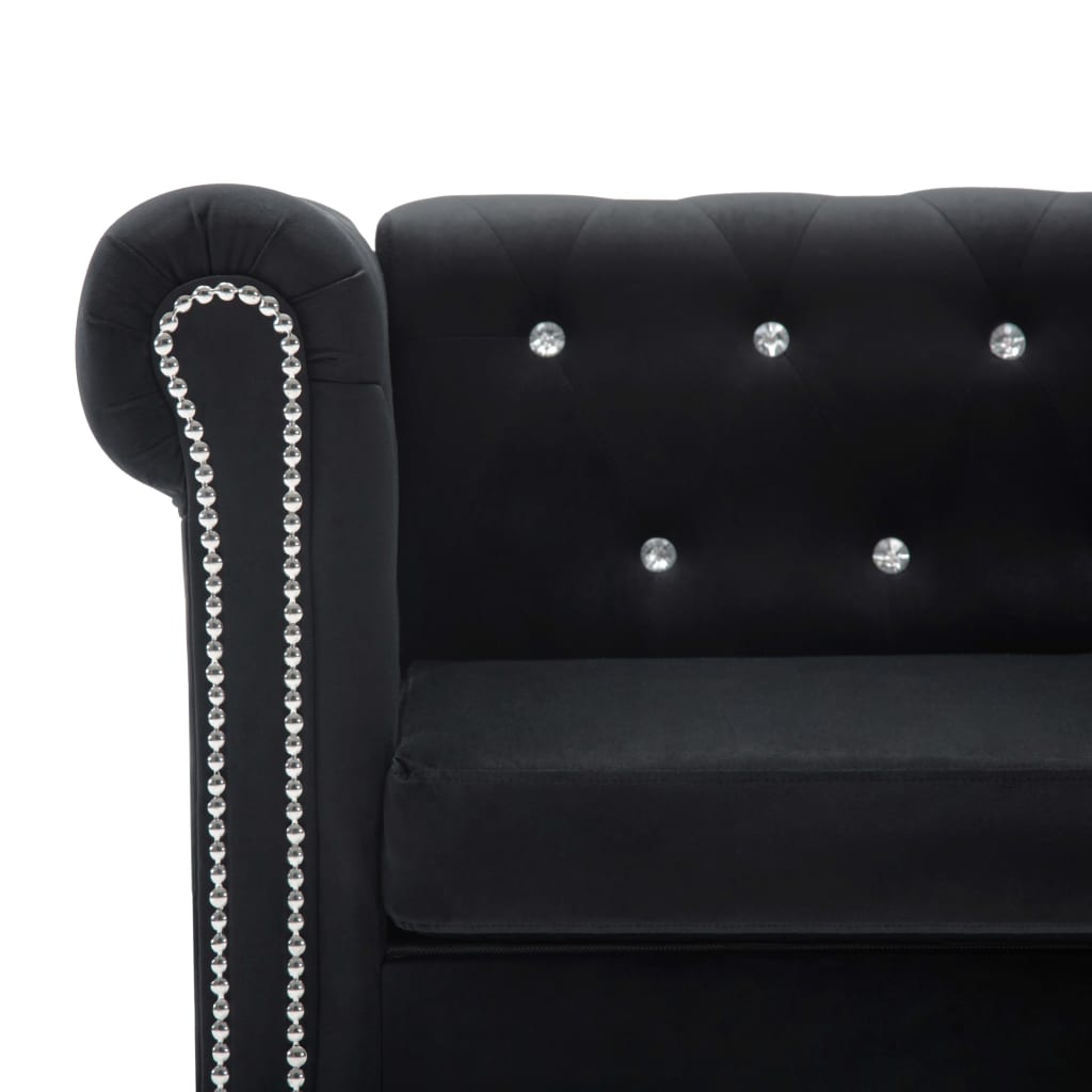 Καναπές Διθέσιος Chesterfield Μαύρος 146 x 75 x 72 εκ. Βελούδο - Pakobazaar