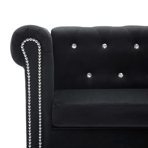 Καναπές Διθέσιος Chesterfield Μαύρος 146 x 75 x 72 εκ. Βελούδο - Pakobazaar