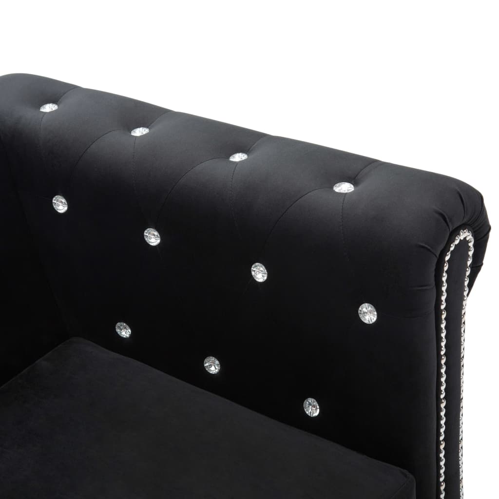 Καναπές Διθέσιος Chesterfield Μαύρος 146 x 75 x 72 εκ. Βελούδο - Pakobazaar