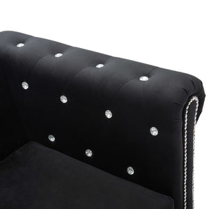 Καναπές Διθέσιος Chesterfield Μαύρος 146 x 75 x 72 εκ. Βελούδο - Pakobazaar