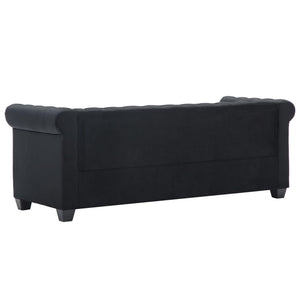 Καναπές Τριθέσιος Chesterfield Μαύρος 199 x 75 x 72 εκ. Βελούδο - Pakobazaar