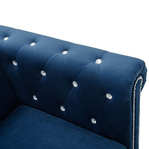 Καναπές Τριθέσιος Chesterfield Μπλε 199 x 75 x 72 εκ. Βελούδο - Pakobazaar